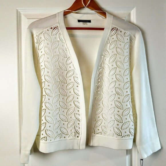 Tommy Hilfiger Ivory Crochet Front Cardigan NWT - Picture 1 of 5